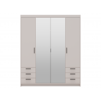 Szeroka szafa z lustrem szufladami 176 cm garderoba TRINO beżowa